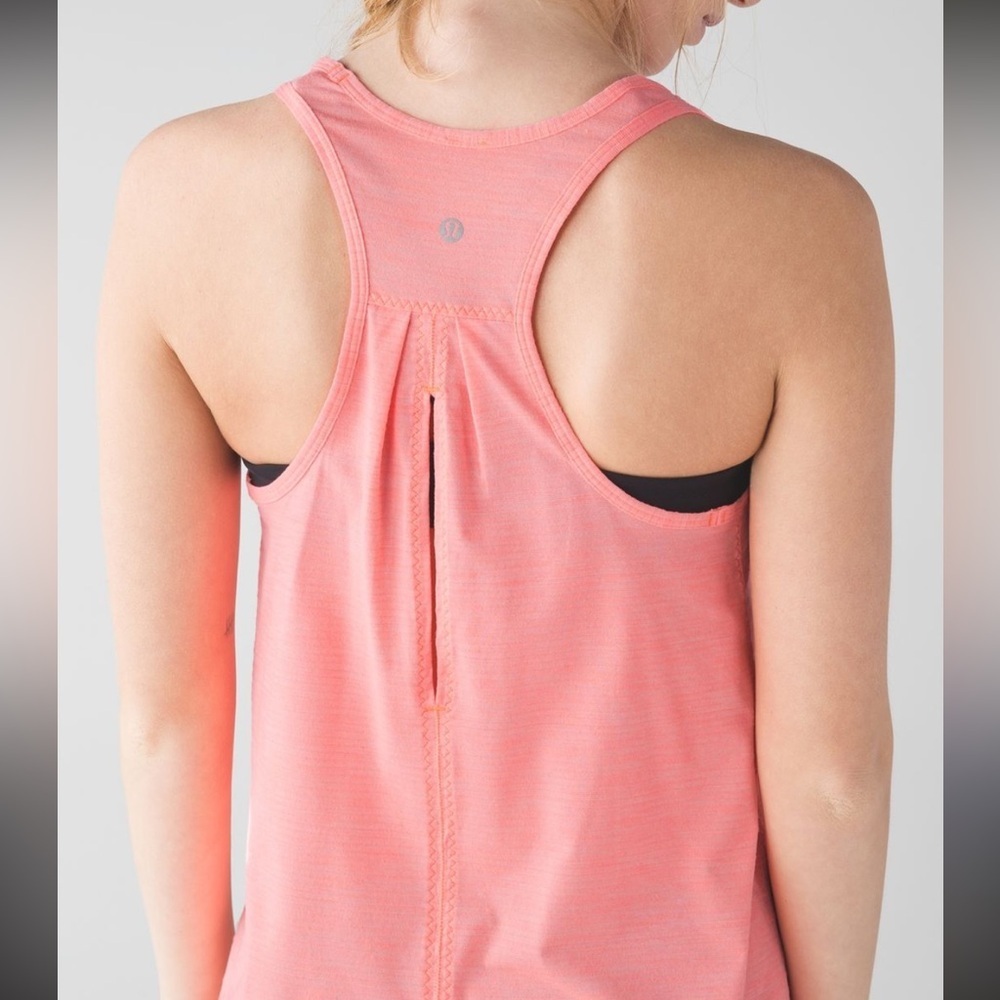 Lululemon Salute The Sun Tank Heathered Yum Yum Pink Racerback - Picture 3 of 8